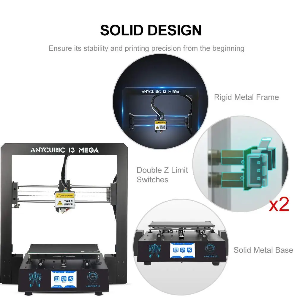 ANYCUBIC I3 Мега 3d принтер новое обновление Полный металлический каркас FDM Настольный сопло размера плюс решетчатая платформа 3d принтер DIY комплект