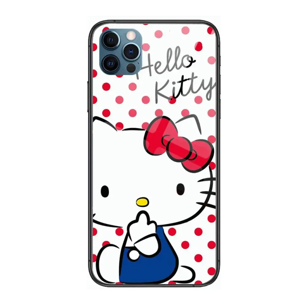

Cute cartoon cat hello ketty Campus girl Style Phone Case cover For iphone 12 pro max 11 8 7 6 s XR PLUS X XS SE 2020 mini bl