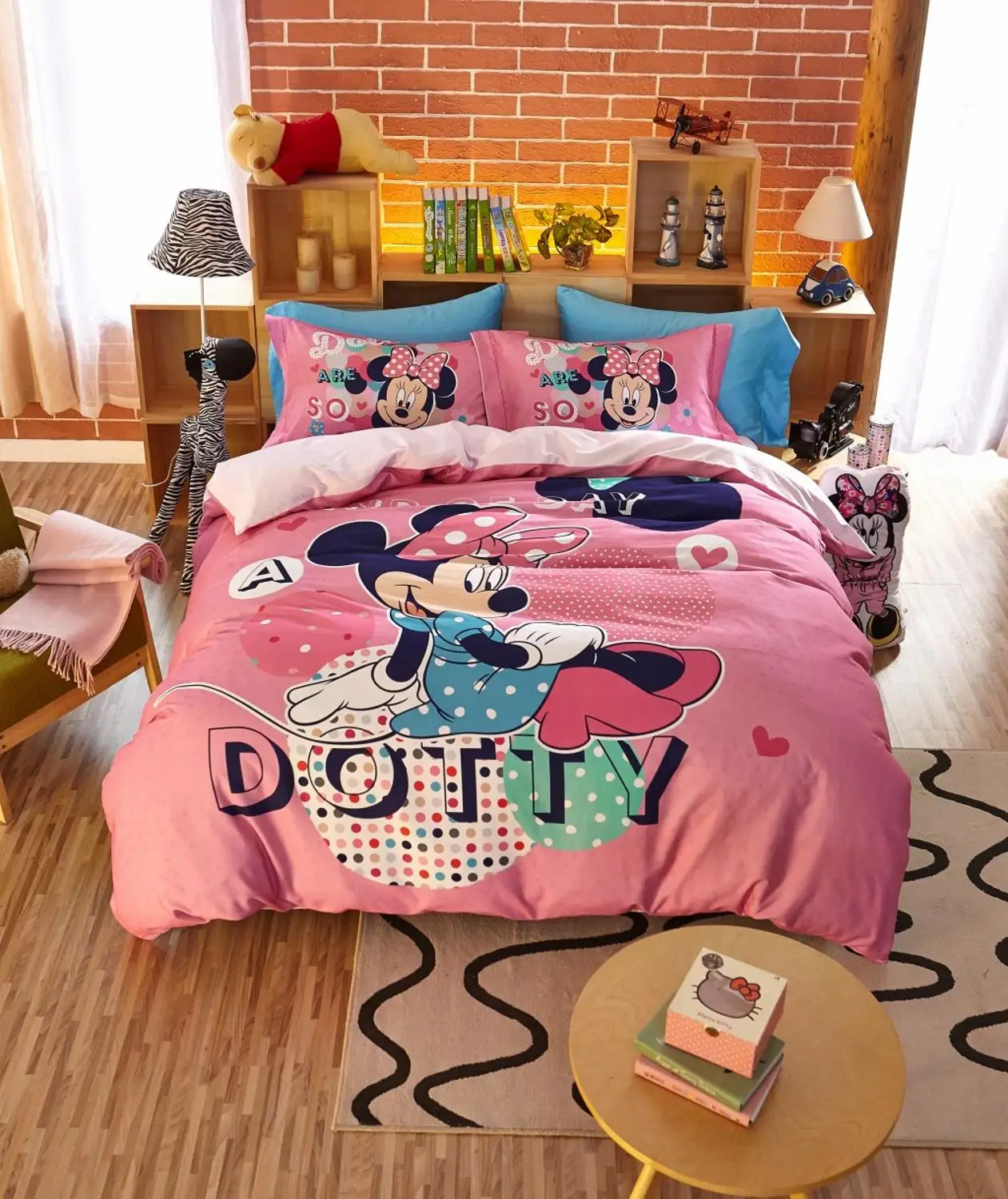Disney Cute Mickey Minnie Donald Duck Design Bedding Set Cartoon Duvet Bed Cover Pillowcase Children Bedroom Decor Home Textile