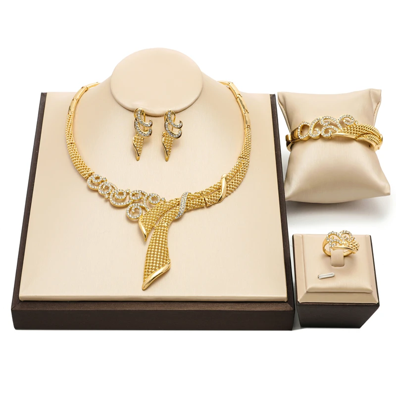 

2021 statement Jewelry Set Brand Dubai Gold Designer Jewelry Sets Wholesale Nigerian Wedding woman accessories jewelry set
