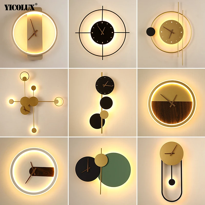 Креативные светильники для часов современные новые светодиодные Настенные