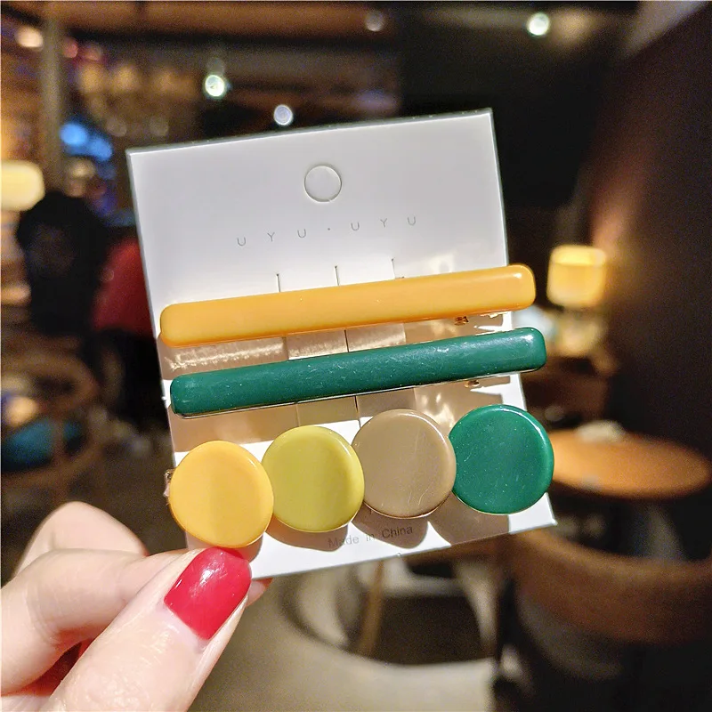 

3Pcs/Set Sweet Girl Colorful Resin Hair Clips for Women Kids Barrette Korea Bangs Duckbill Clip Hairpins Hair Accessories