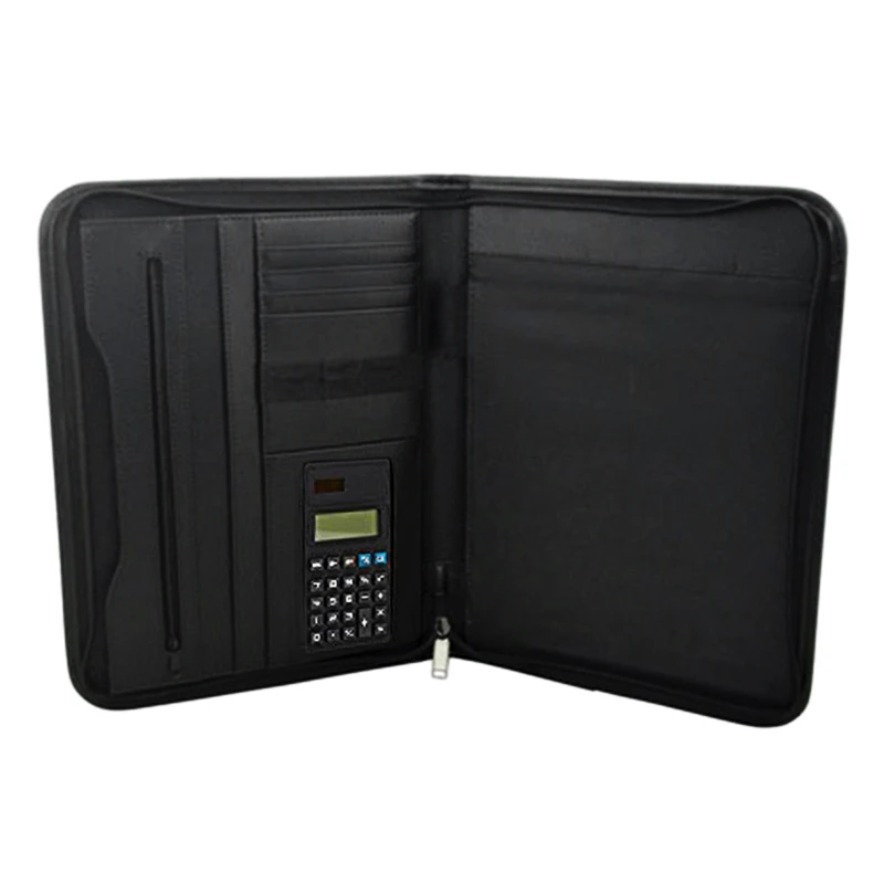 Портфель из ПУ-кожи, бизнес-переплет, Padfolio, портфолио с калькулятором для деловых людей или интервью, интерьер 10,1 дюймов, таблица S