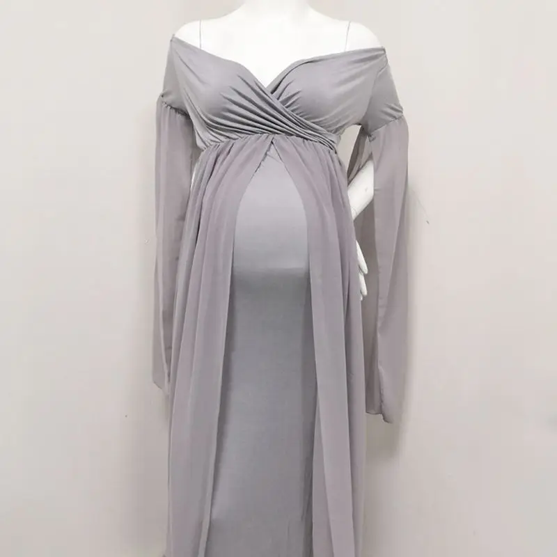 

Maternity Dresses Photography Props Shoulderless Pregnancy Long Dress Pregnant