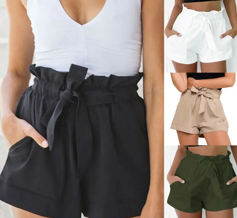 

2020 Fashion Female Shorts 1pcs Sexy Women High Waist Short Trousers Stylish Loose Shorts Belt Beach Short Pants