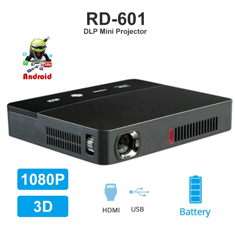 Мини-проектор RD-601 DLP Full HD Android Wi-Fi 10000 мА · ч | Электроника