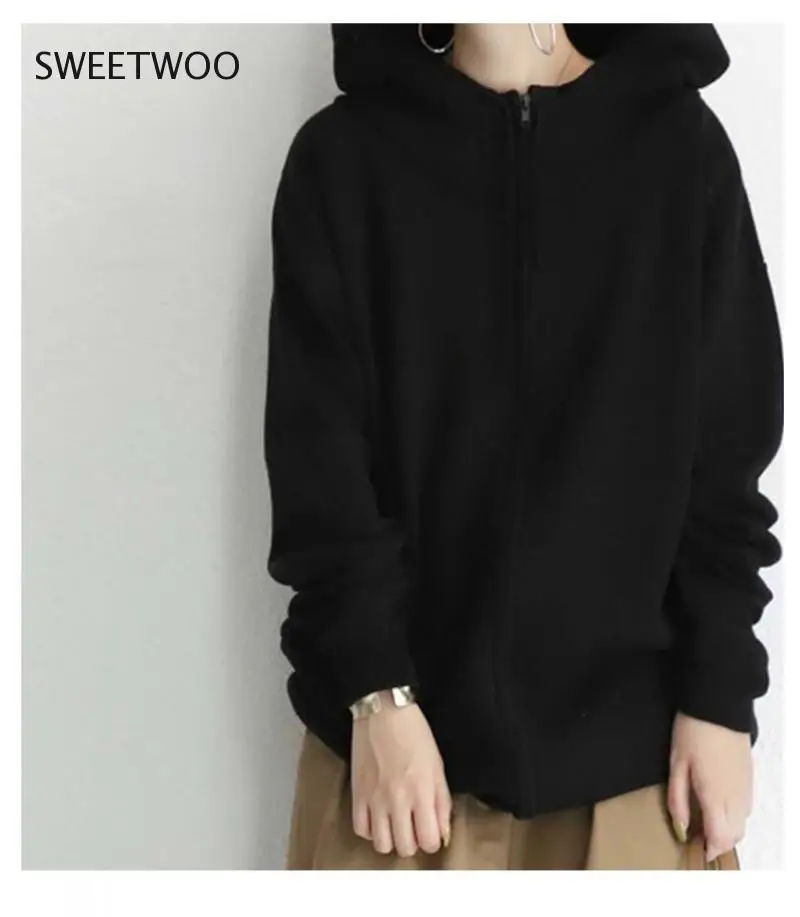 2020 Women's Sports Loose Hoodie Fall/winter Zipper Sports Top Long Casual Skateboard Hoodie