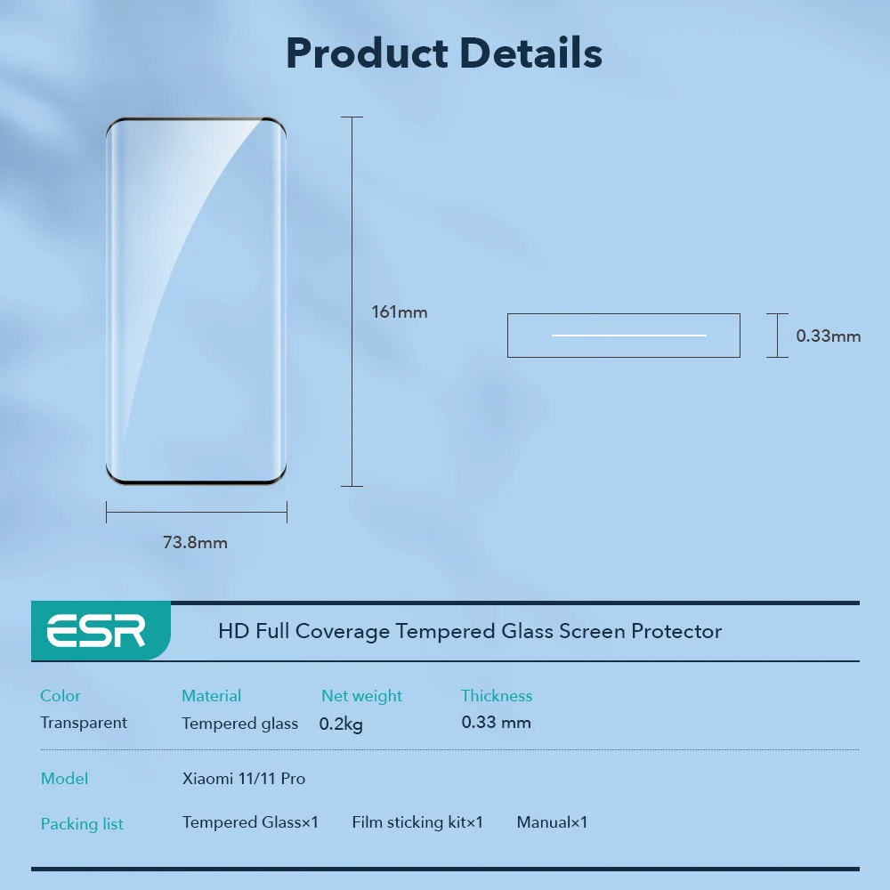 Закаленное стекло ESR для Xiaomi 11 Pro Защита экрана MI 10/9/8 SE с защитой от синего света