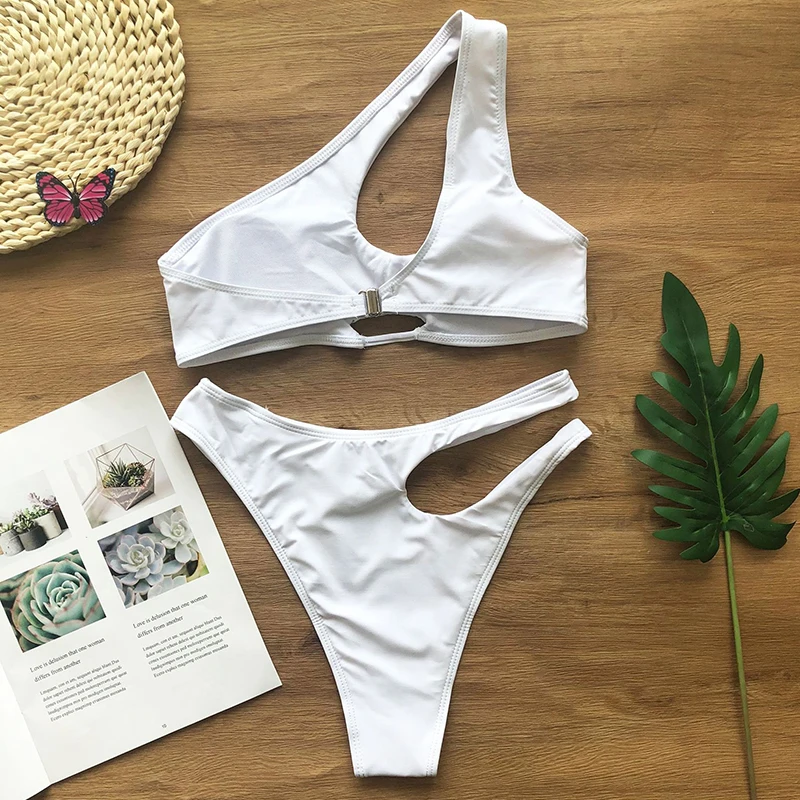 2021 сексуальный купальник-Бикини на одно плечо женский купальник комплект бикини