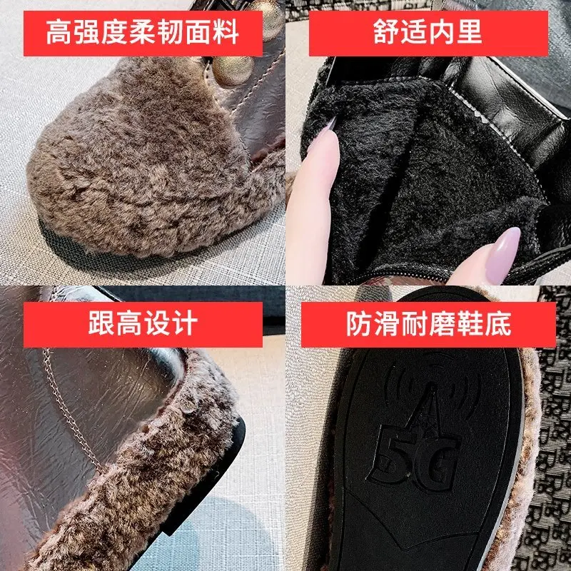

Snow Women Boots 2020 New Non-slip Versatile Warm Cotton Shoes Winter Comfortable Low Heel Short Boots Casual Shoes Black Boots
