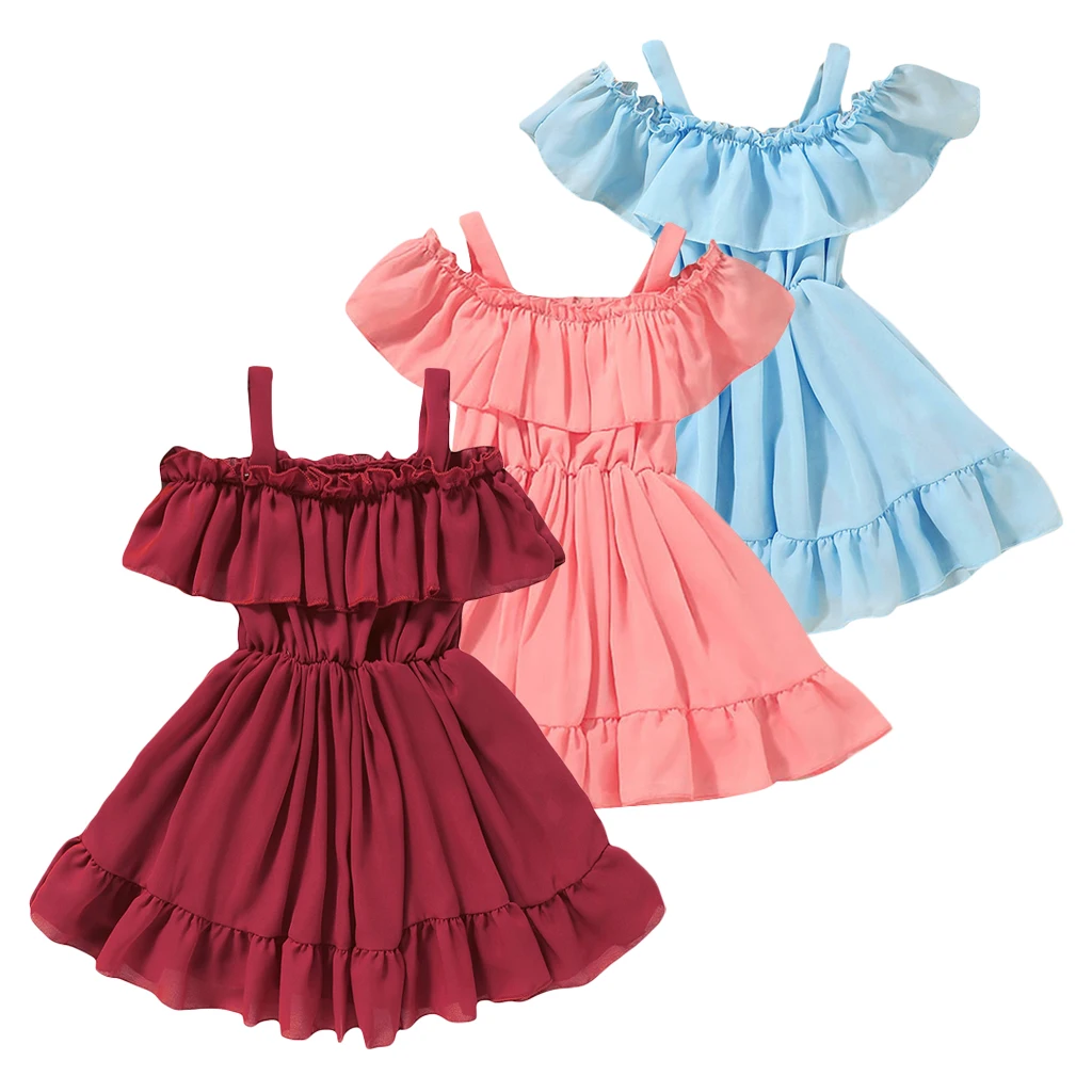 Женское летнее платье с открытыми плечами и оборками | Детская одежда обувь