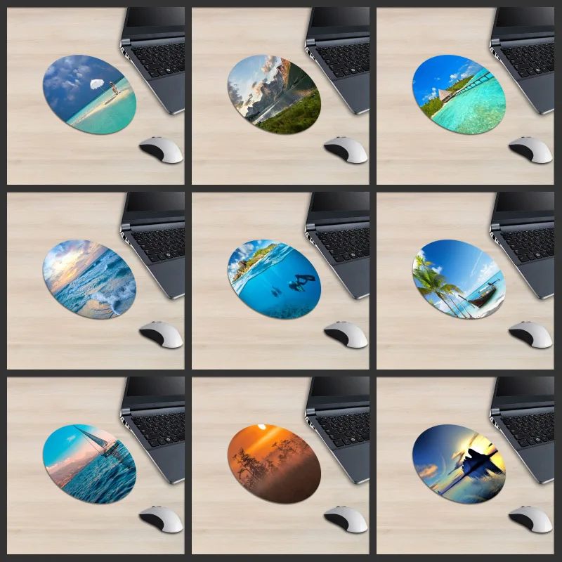 XGZ круглый коврик для мыши с природным пейзажем Вечерний закат пляж спокойные