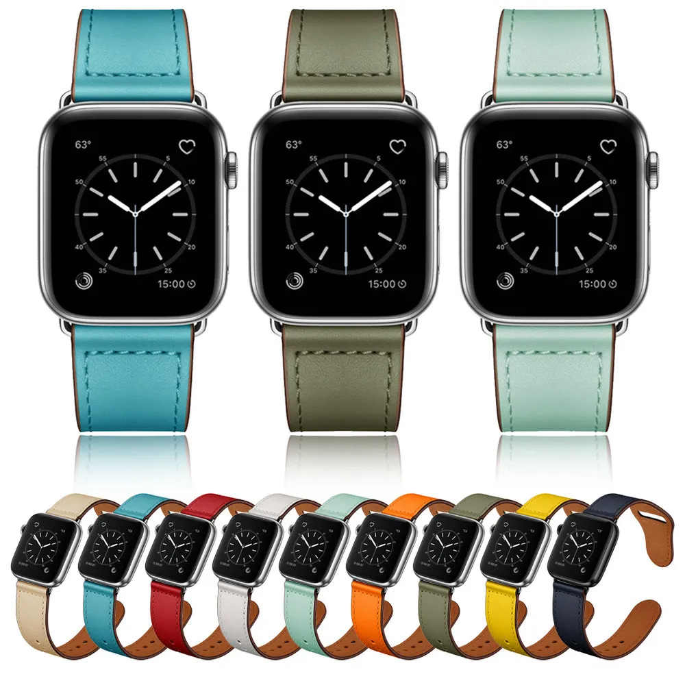 

For Apple Watch High quality leather strap 44mm 40mm/42mm 38mm for iWatch 1 2 3 4 5 Bracelet Watchband Accessories Leather Band