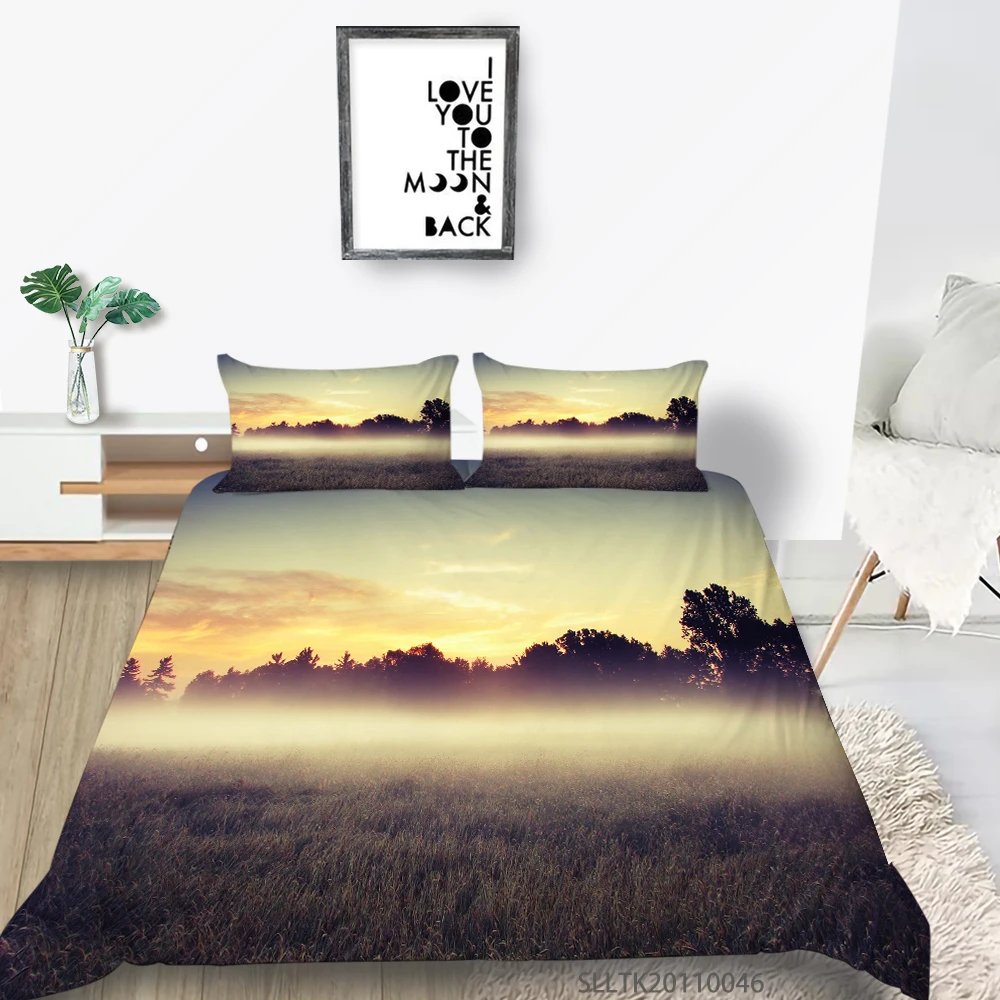 

Sunshine Purple Sunset Cloud Print Bedding Set Single Double Romantic Duvet Cover Set Sea 3D Printed Bed Sets Girl Bed Cover