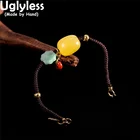 Uglyless простые веревочные браслеты для женщин натуральный янтарь из воска Жадеит браслет из настоящего серебра 925 пробы медаль-амулет Этнические украшения агат