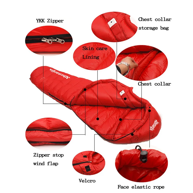 Удобный спальный мешок Athenaegis для взрослых с белым гусиным пухом 1200 г|down sleeping