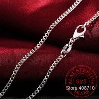 16 30inch thin real 925 sterling silver 2mm side chain necklace women girls kids children 40 75cm jewelry kolye collares collier