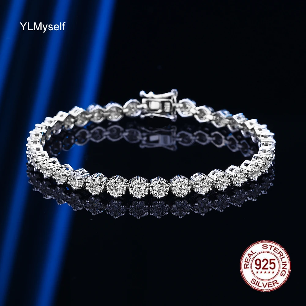 Real 925 Silver Bracelet 15-18CM Pave Full 1.5 mm Sparkly Zircon Beautiful Bridal Accessories Fine Jewelry For Wedding