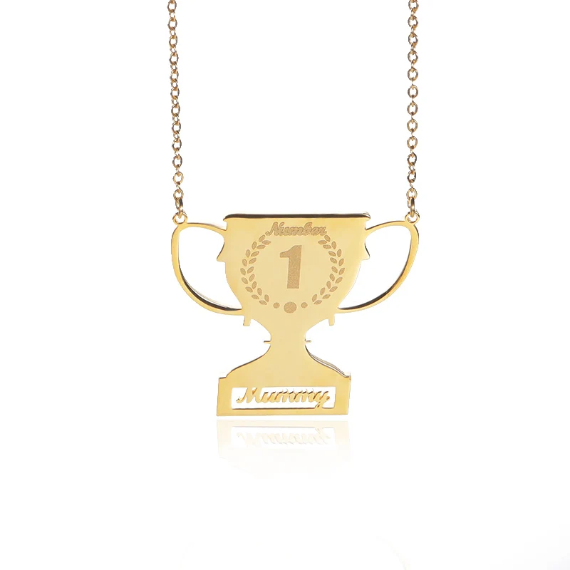 

Personalzied Trophy Nameplated Necklace Stainless Steel Champion Award Necklaces Chains Women Mens Hip Hop Jewelry Name Necklace
