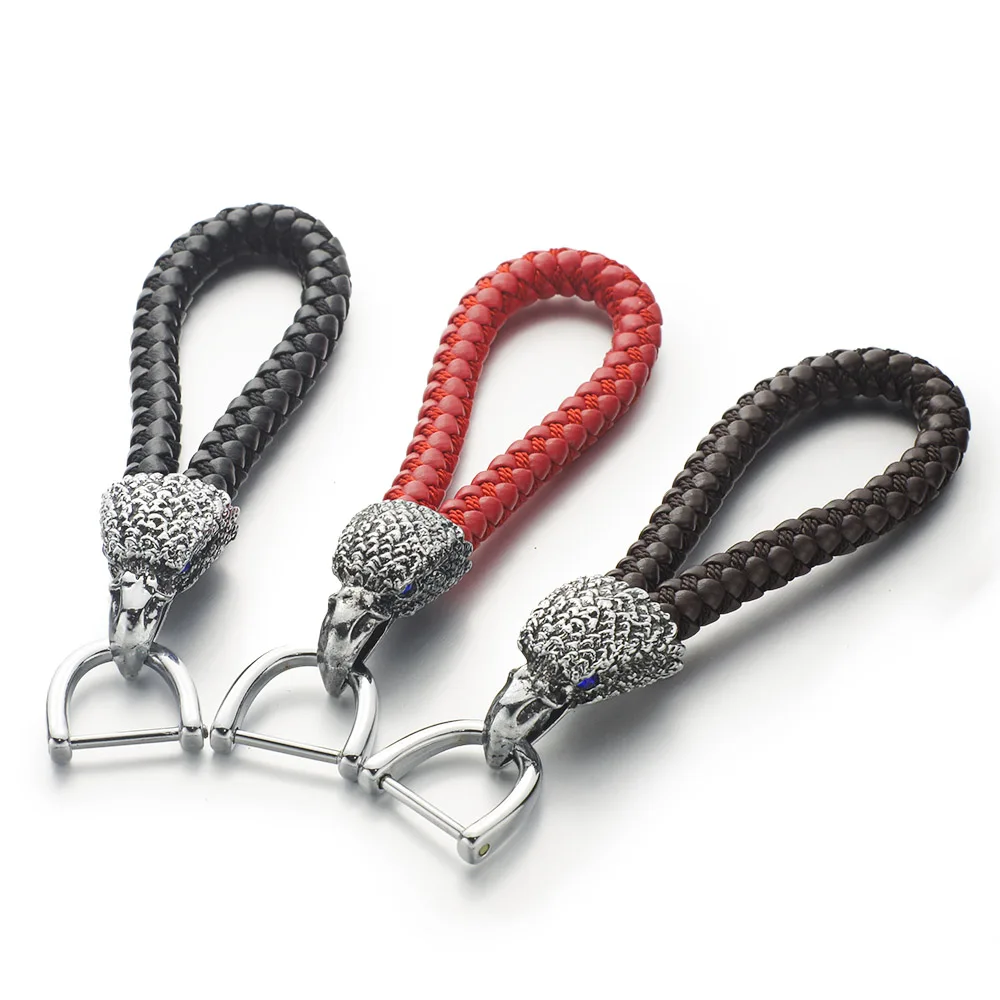 

Dormon High Grade Eagle Bird Keyrings Crystal KeyChains Woven Leather Rope For Car Men Detachable Key Chain Holder DK358