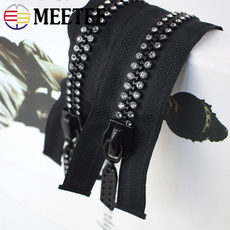 Meetee 1 шт./2 шт. 60 см 10 # блестящая молния из смолы с двойным бриллиантом для одежды
