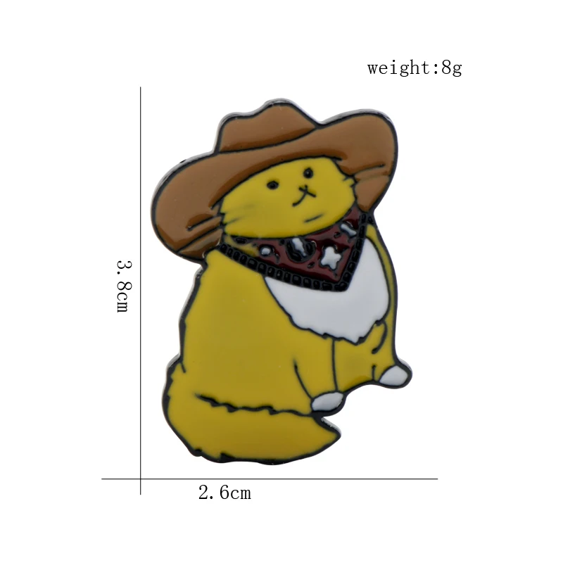 

New Fashion Mr.Cat Pins Creative Western Cowboy Cat Brooch Shirt Bag Lapel Badge Enamel Pin for Gift