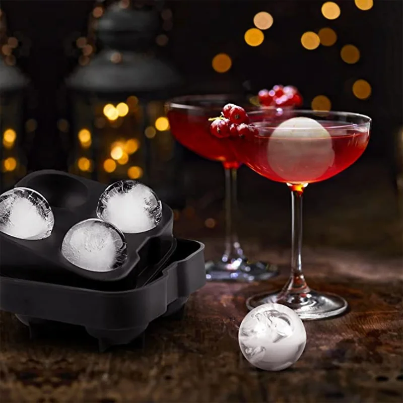 

4-Cavity Ice Cube Ball Maker Mold Mould Brick Round Whisky Globe Ice Cube High Quality Ice Mold Kitchen Tools Bar Accessories