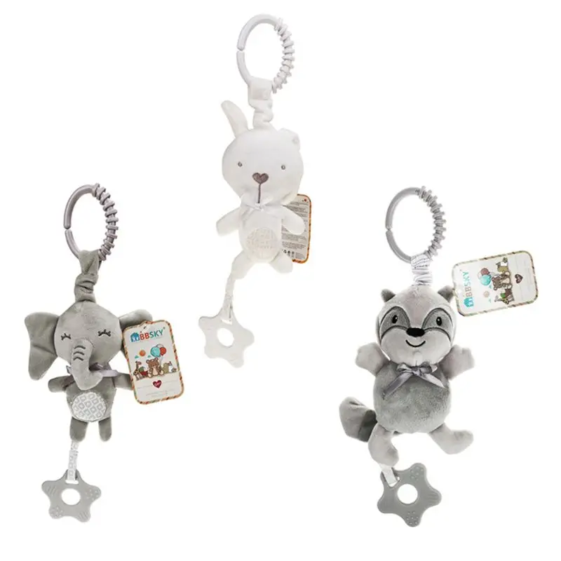 

Baby Stroller Rattles with Teether Infant Crib Plush Handbell Musical Doll Bed Hanging Toys