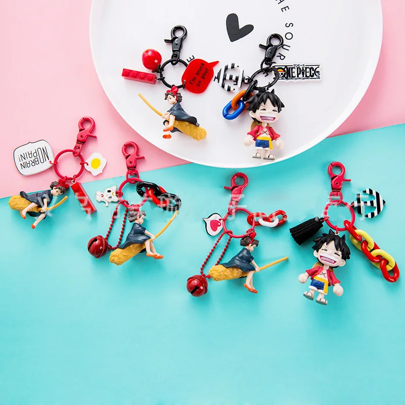 Action Kiki Delivery Service Figure Model Key Chain Toys Cute Cartoon Ring Handbag Pendant Japan Anime One Piece Luffy Dolls | Игрушки и