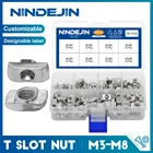 96 шт., Т-образные гайки M3 M4 M5 M6 M8, набор Т-образных гаек для раздвижных Т-образных гаек серии 2020, 3030, 4040, алюминиевый профиль