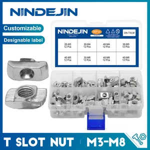 96 шт., Т-образные гайки M3 M4 M5 M6 M8, набор Т-образных гаек для раздвижных Т-образных гаек серии 2020, 3030, 4040, алюминиевый профиль