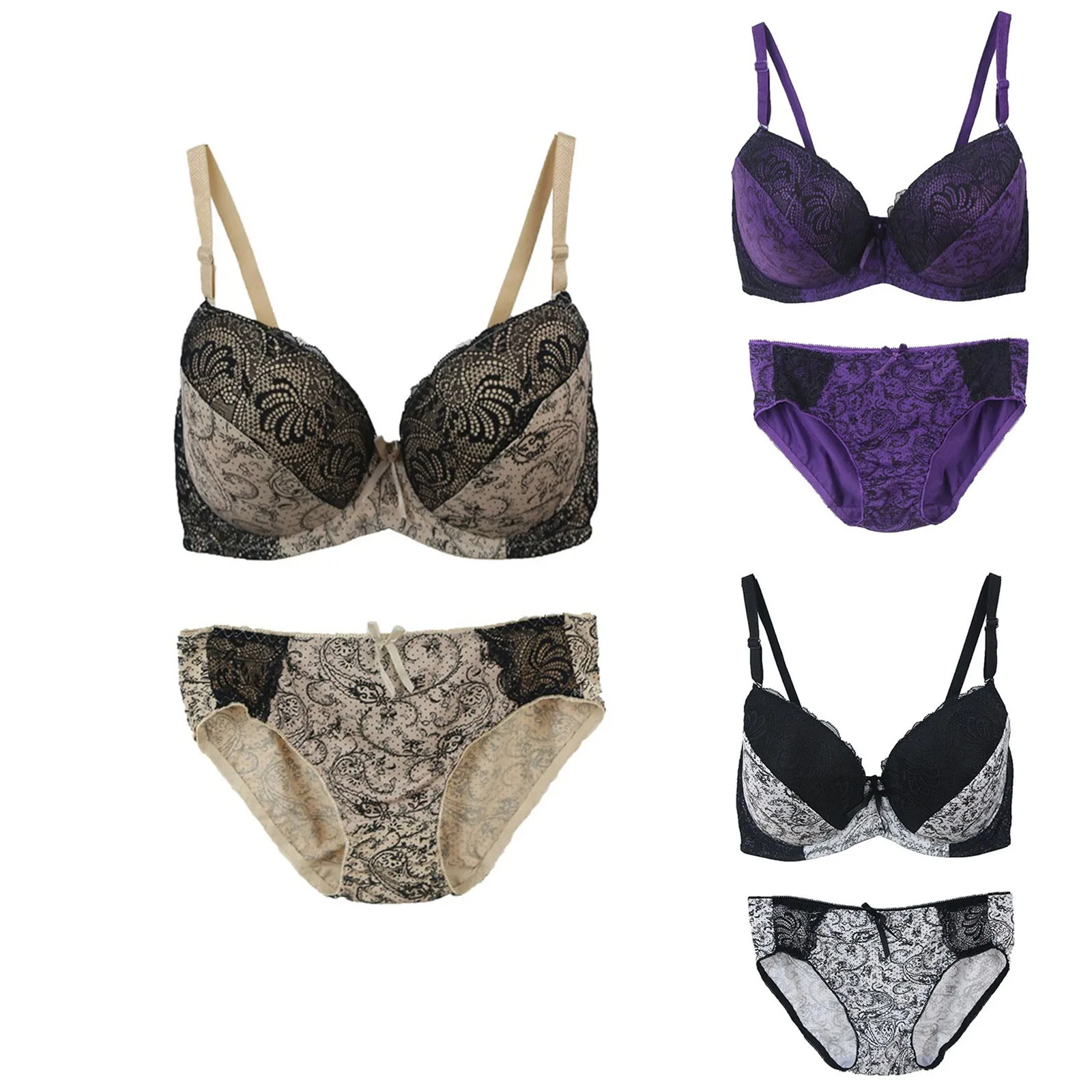 

Женские кружевные комплекты с бюстгальтером, бесшовное нижнее белье, сексуальные трусики с вышивкой, нижнее белье, мягкий бюстгальтер, женс...
