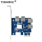 Адаптер Райзера TISHRIC Pcie, карта PCI-E от 1X до 4 Usb, удлинитель концентратора Pci Express, кабель Райзера, концентратор для майнинга BTC
