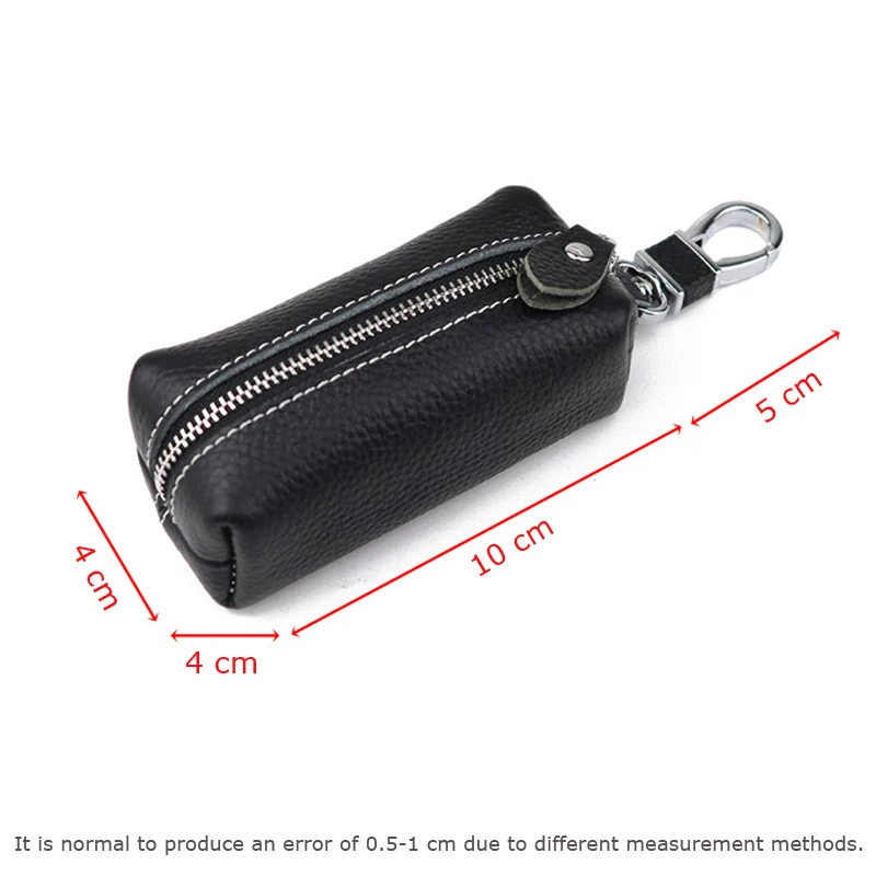 Genuine Leather Car Key Protection Case Men Keychain Coin Purse Casual Housekeeper Holders Zipper Key Covers Wallet Unisex