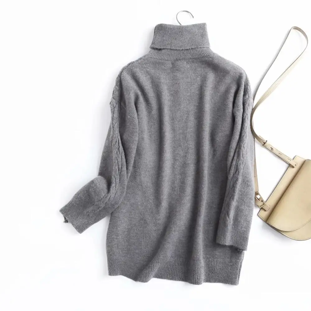 

Withered Winter Sweaters Women England Style Fashion Turtleneck Twisted flower Warm Wool Pull Femme Sweaters Women Pullovers Top