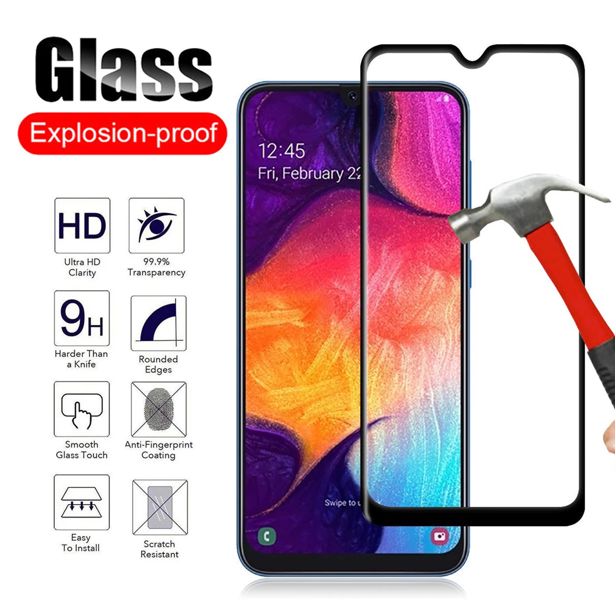 Закаленное стекло 9H с полным покрытием для Samsung Galaxy A50 A50S A30 A30S A20 A20S A20E A10 A10E A507FN, защитная пленка для экрана