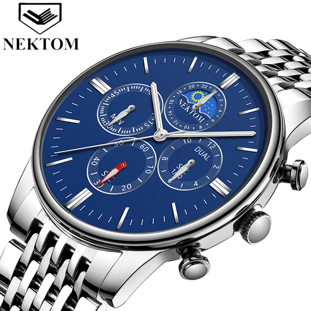 

Relogio Masculino NEKTOM New Sport Chronograph Mens Watches Top Brand Luxury Full Steel Quartz Clock Waterproof Dial Watch Men
