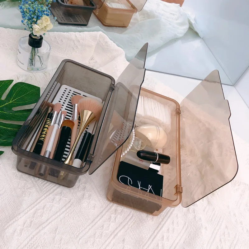 

Makeup Organizer Storage Boxes Basket with Lid for Small Things of Cosmetics Bathroom Plastic Containers Home Kitchen Organizer
