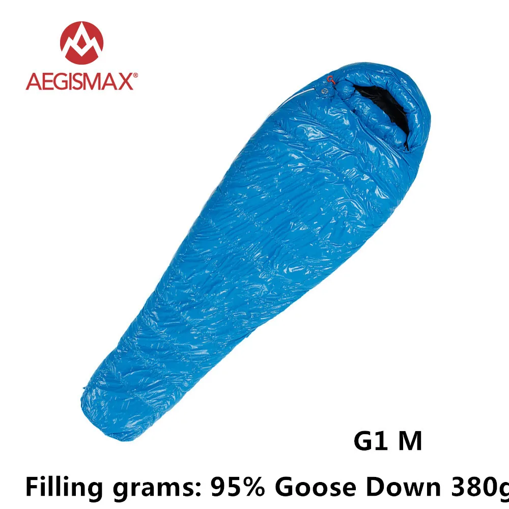 AEGISMAX G серия 95% белый гусиный пух Мумия зимний спальный мешок для кемпинга сверхлегкий дизайн перегородки сплайсинга удлиненный FP800 - Цвет: G1 M blue