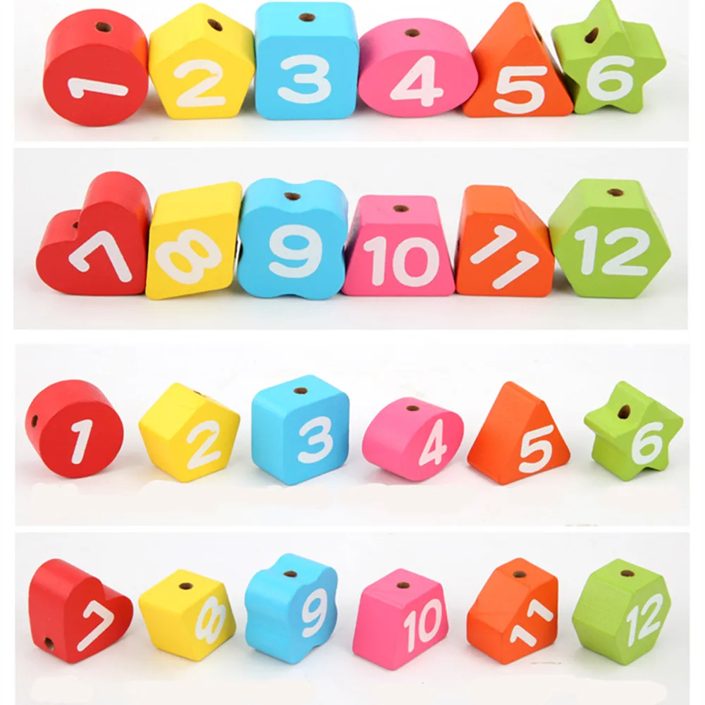 Цифровые часы деревянные с бусинами нитью для раннего развития детей