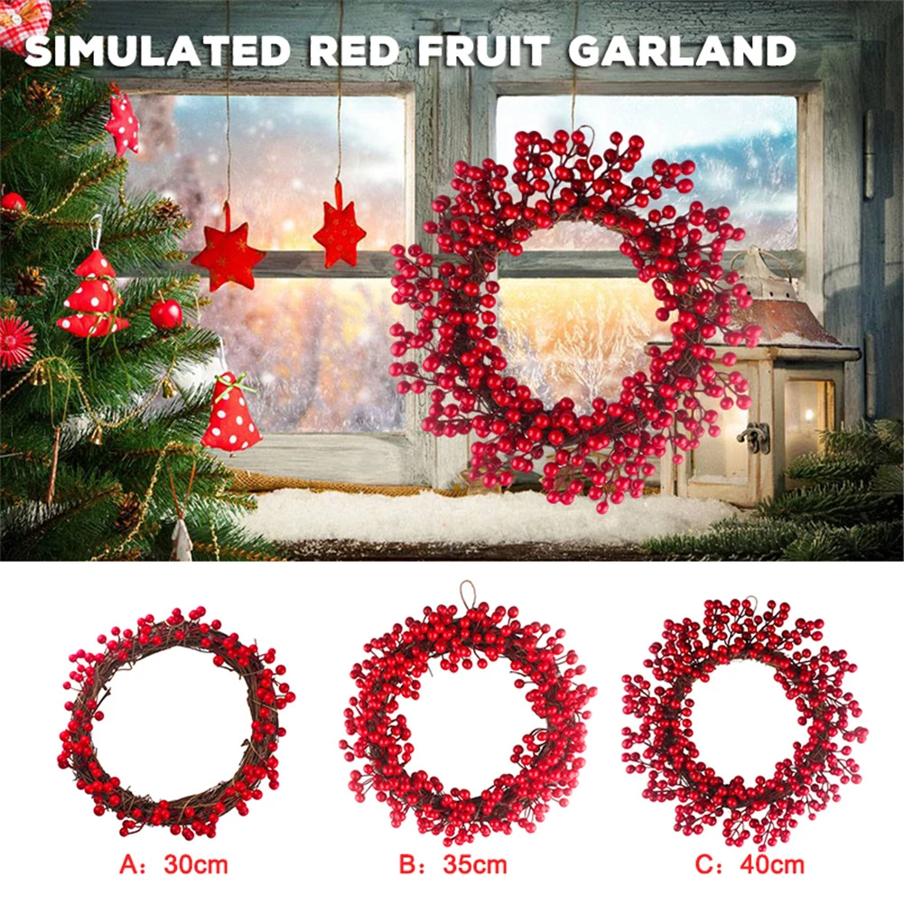 Рождественский Большой сосновый конус венок ручной работы красные фрукты