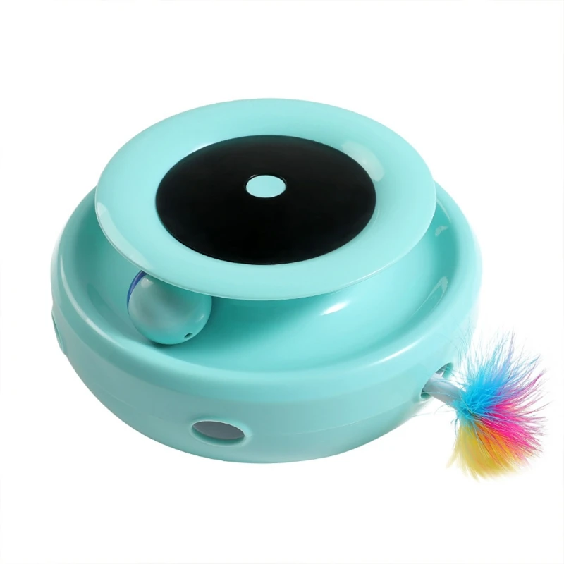 

Creative Electric Pet Cats Training Feather Turntable Toy Teasing Kitten Stick G6DA