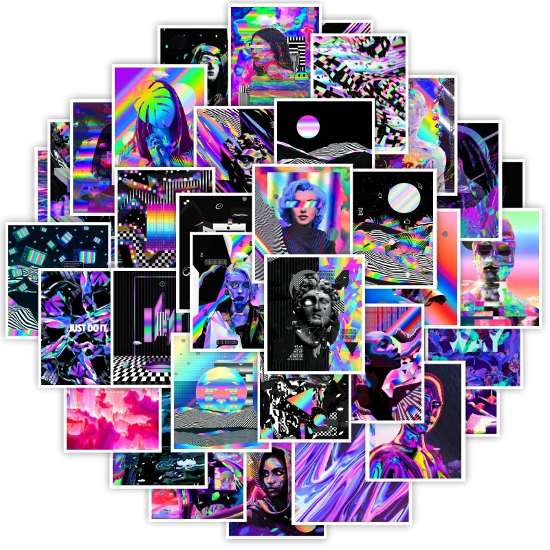 103050pcs cartoon psychedelic art aesthetic stickers graffiti decals skateboard laptop phone bike car cool toy sticker for kid free global shipping