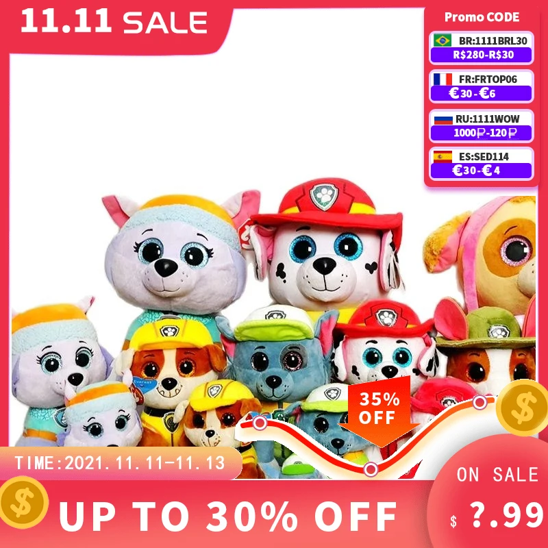 

Ty Beanie Big Eyes Marshall Rubble Chase Rocky Zuma Skye Everest Tracker PAW DOG Series Plush Toys Phone Wipe Doll Pendant Toy