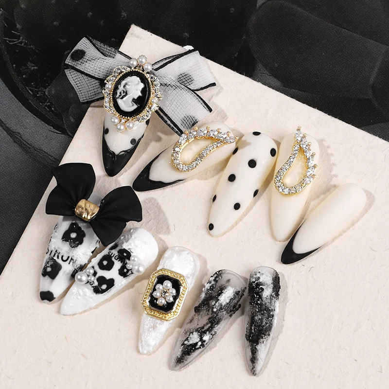 

1 Pc 3D Frosted Alloy Nail Art Zircon Rhinestones Bow Designs Ribbon Nails Decoration Jewelry UV Gel Polish Manicure Accessories
