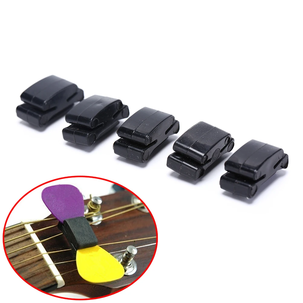 

5 Pcs Black Rubber Guitar Pick Holder Fix On Headstock For Guitar Bass Ukulele