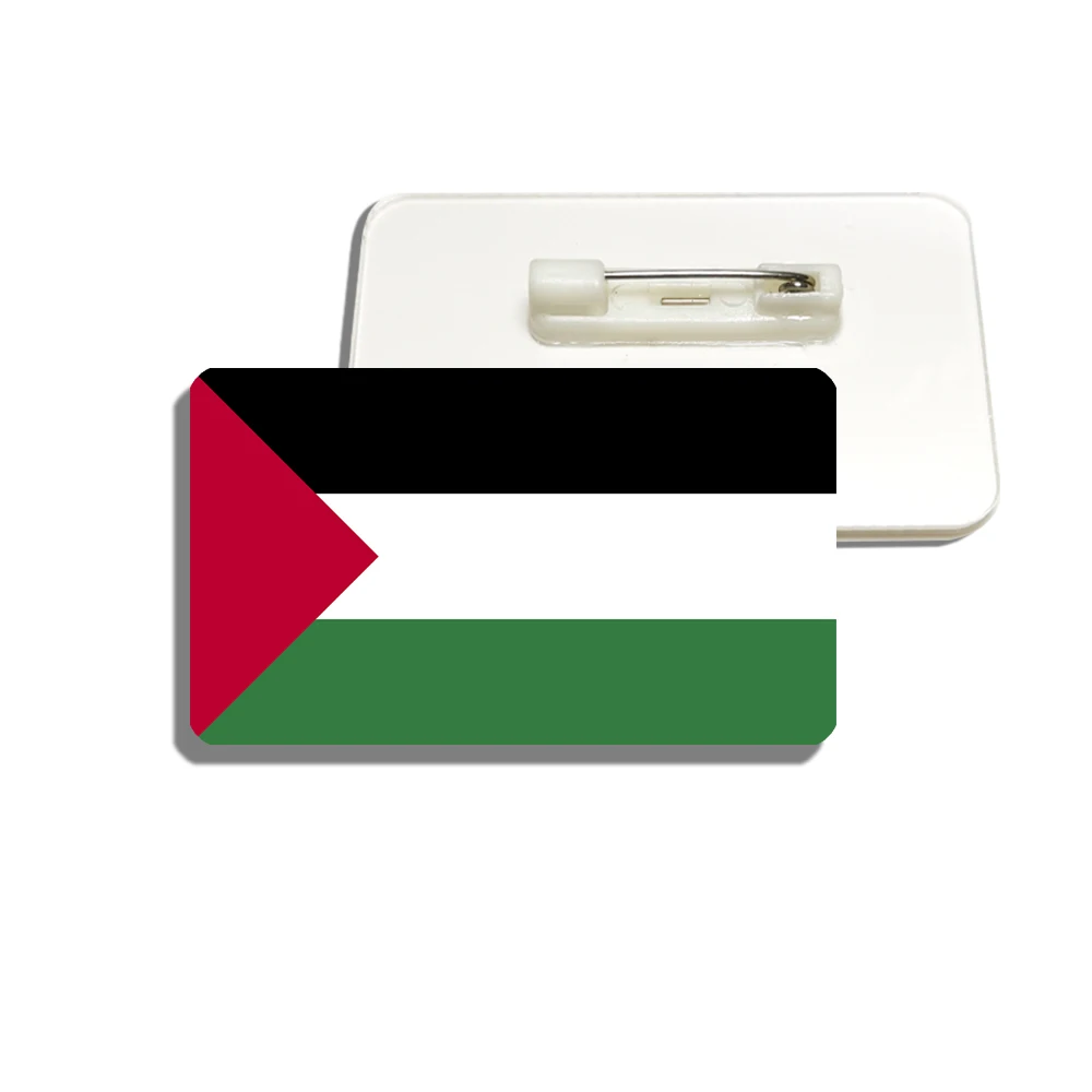 Palestine Flag Brooch For Women And Men Vintage Art Lapel Pin Shirt Bag Accessory Acrylic Badge Patriotic Trinkets