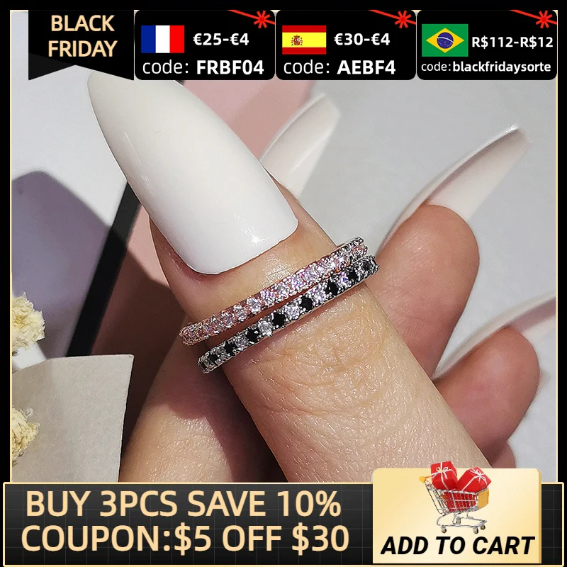 

2pcs Per Pack Fashion Green Black 925 Sterling Silver Wedding Band Eternity Ring for Women Party Gift Lots Bulk Jewelry R1090A