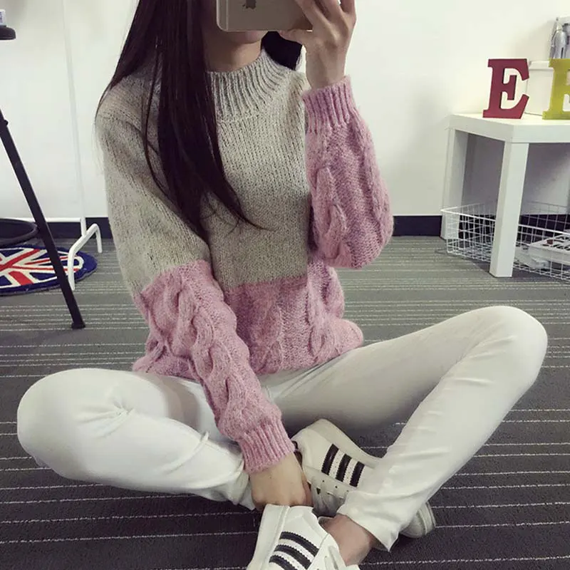 Осенний плотный свитер Зимний вязаный женский теплый с длинным рукавом толстый