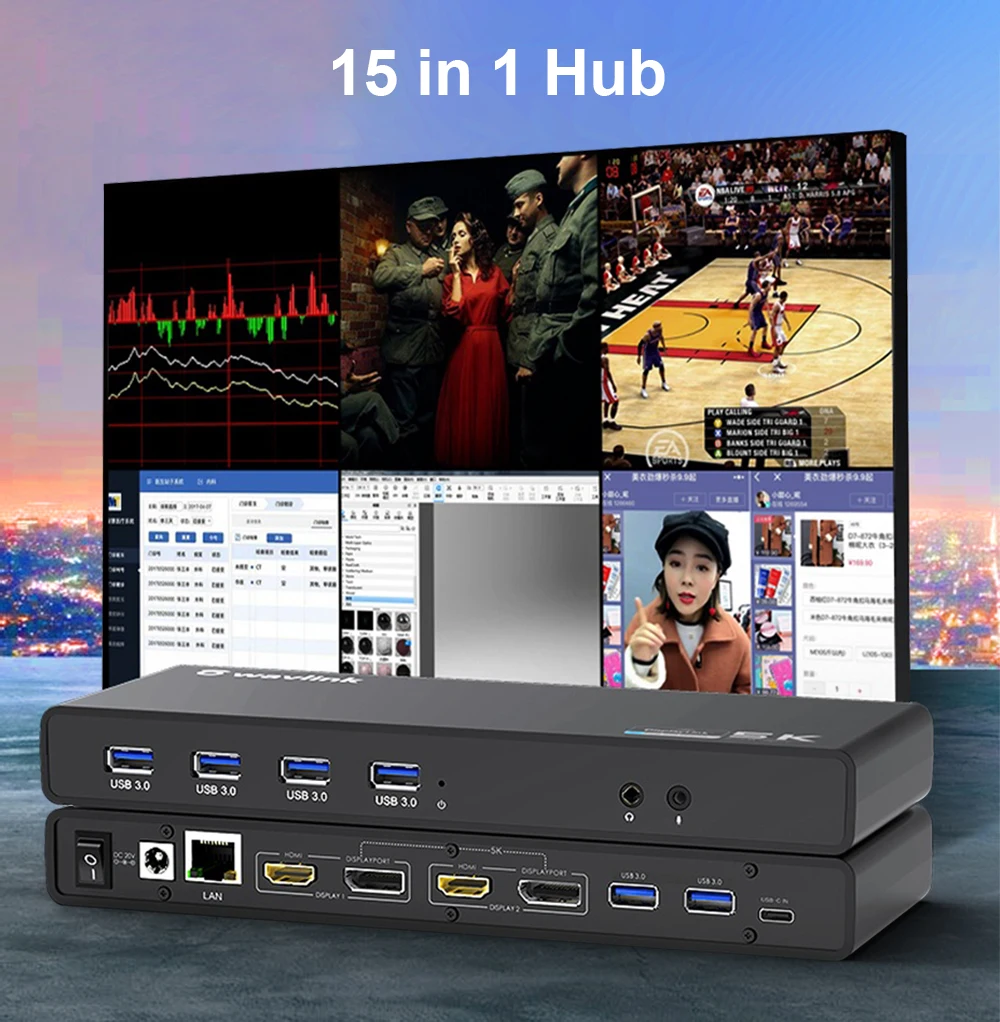 Wavlink USB 3 0 Универсальная док станция C Hub 5K Dual 4K HDMI совместимый DP несколько дисплеев